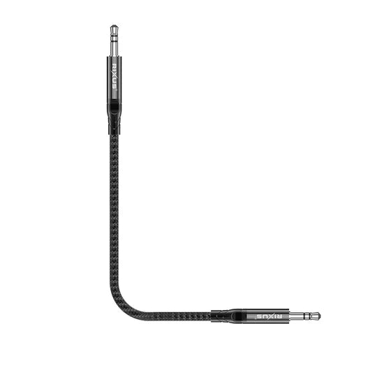 Rixus RXMU35 3,5 mm AUX naar 3,5 mm AUX gevlochten audiokabel 1,2 m zwart
