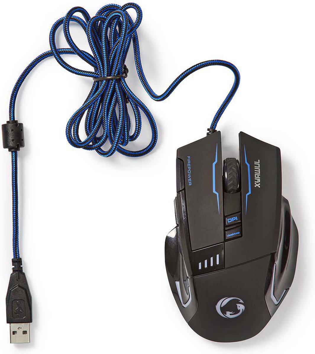 Nedis Gaming Muis Bedraad , DPI: 800 / 1600 / 2400 / 4000 dpi , Aantal knoppen: 8