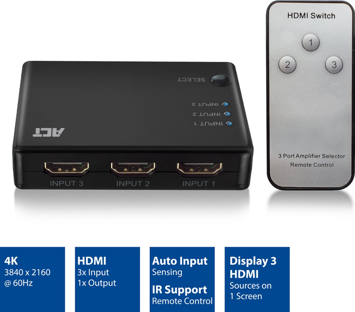 ACT 4K HDMI 3x1 Switch AC7845
