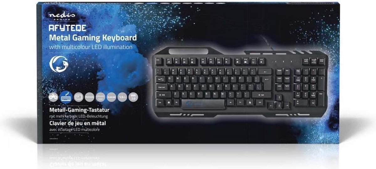 Nedis Bedraad Gaming Toetsenbord - USB 2.0 - Membrane Toetsen - LED - US internationaal
