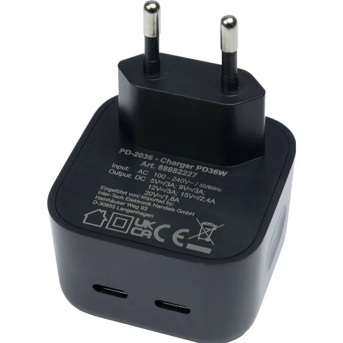 Inter-Tech PD-Charger USB C,PSU PD-2036, PD 36W, zwart