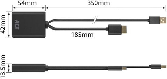 ACT AC7536 HDMI naar DisplayPort adapter, 4K@60Hz Zwart