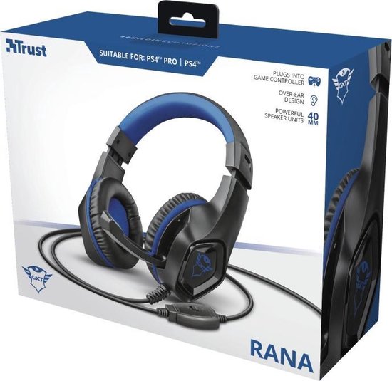 Trust GXT 404B Rana, Bedraad, Gamen, 20 - 20000 Hz, 225 g, Headset, Zwart, Blauw
