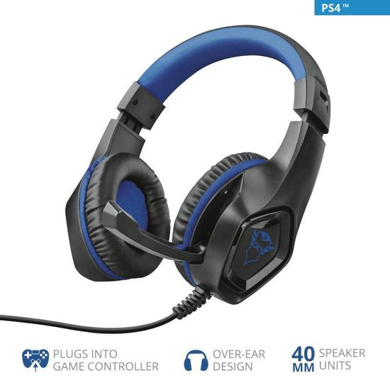 Trust GXT 404B Rana, Bedraad, Gamen, 20 - 20000 Hz, 225 g, Headset, Zwart, Blauw