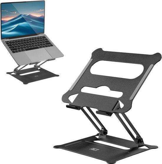 ACT Laptopstandaard, aluminium, inklapbaar, traploos in hoogte verstelbaar AC8140