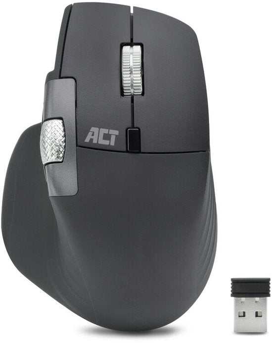 ACT AC5147 Draadloze multi-connect muis Bluetooth en USB ontvanger, oplaadbaar, 4800 DPI met stille klik, snel scrolwiel en duimscrolwiel
