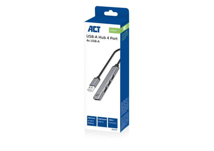 ACT AC6225 USB-A hub 2.0, 4 port USB-A