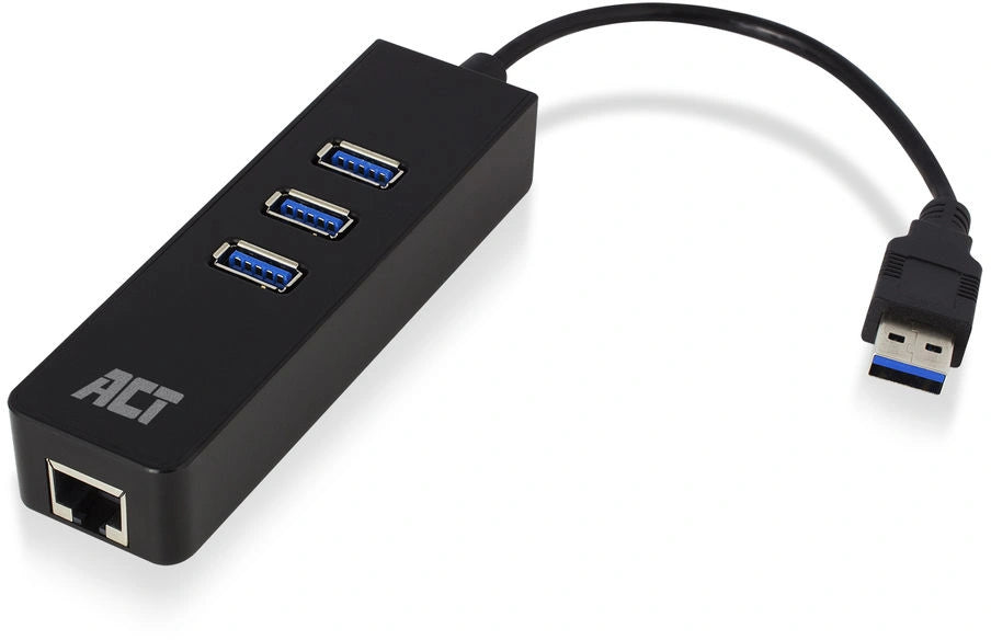 Ewent EW1140 3 port USB hub usb 3.0 / 3.1 & 10/100/1000 LAN poort