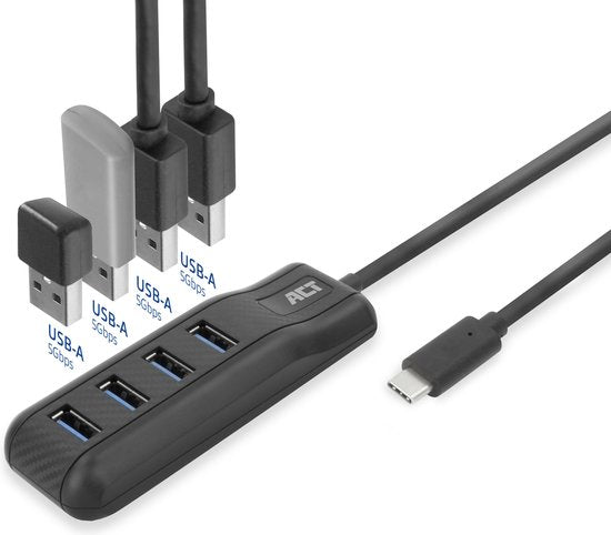 ACT AC6420 USB-C hub 3.0, 4 poorts USB-A AC6420