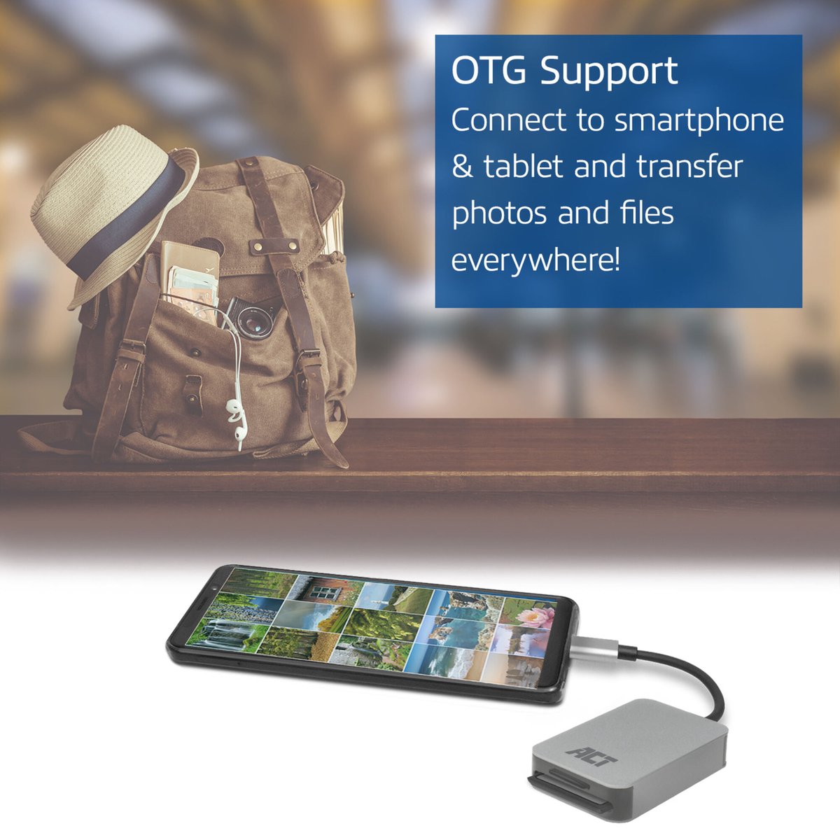 Act AC7056 USB-C 3.0 SD en Micro SD kaartlezer