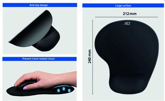 ACT Ergonomische muismat met polssteun gel AC8010