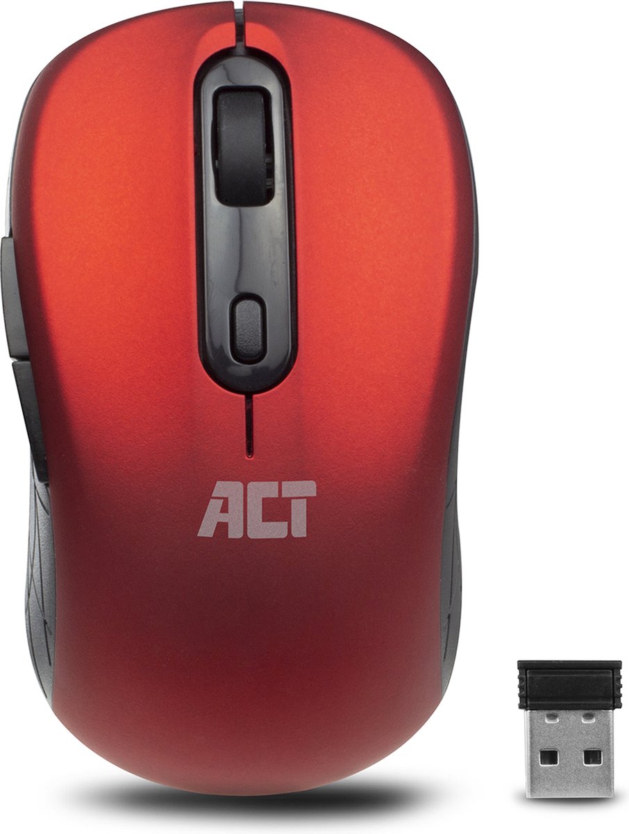 ACT Muis Draadloos - Optisch - 1600 DPI - 2.4Ghz USB Mini Dongel - Lichtgewicht - AC5135 Rood
