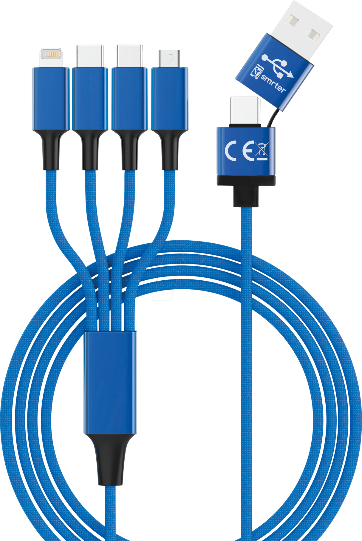 smrter Hydra ELITE 6in1 Nylon-Ladekabel Type USB-C, navyblue retail