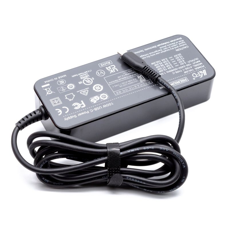 Premium RETAIL AC Charger USB-C 100 watt 5 - 20v 5A + PWR CBL