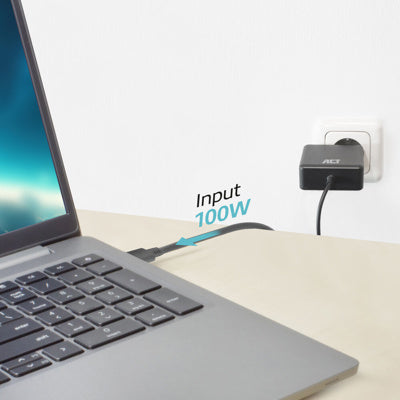 Act AC2015 USB-C laptoplader 100W met Power Delivery-profielen, 2 meter