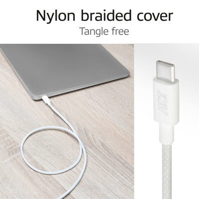 Act AC3085 laadkabel USB 2.0 240W laad- en datakabel USB-C naar USB-C, wit, 2 meter