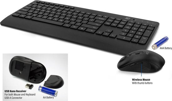 ACT AC5725 Draadloze Muis en Toetsenbordcombo | QWERTY