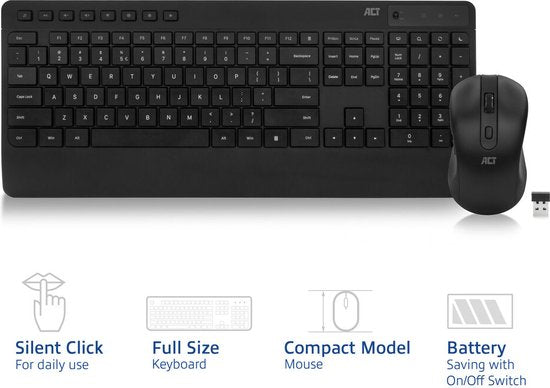 ACT AC5725 Draadloze Muis en Toetsenbordcombo | QWERTY