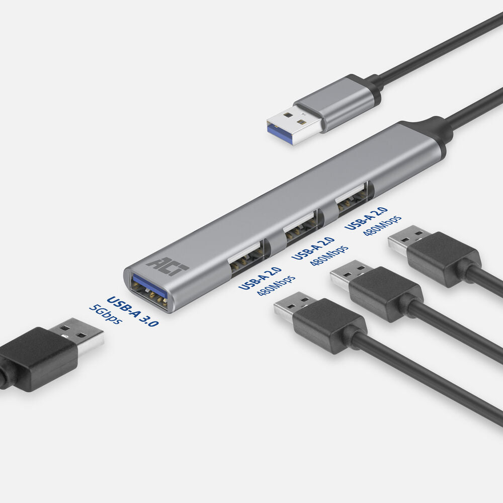 Act AC6325 USB-A hub, 3x USB-A 2.0 and 1x USB-A 3.0