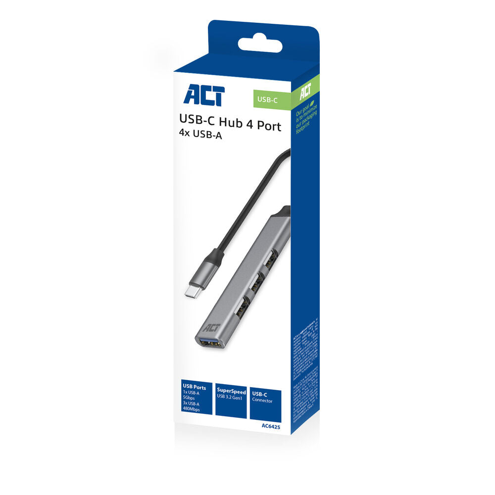 Act AC6425 USB-C hub, 3x USB-A 2.0 and 1x USB-A 3.0