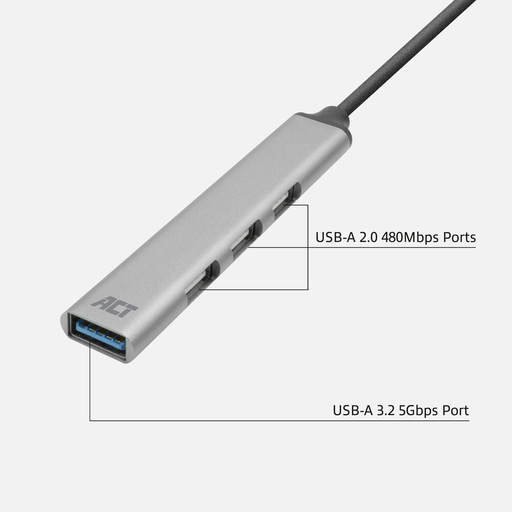 Act AC6425 USB-C hub, 3x USB-A 2.0 and 1x USB-A 3.0