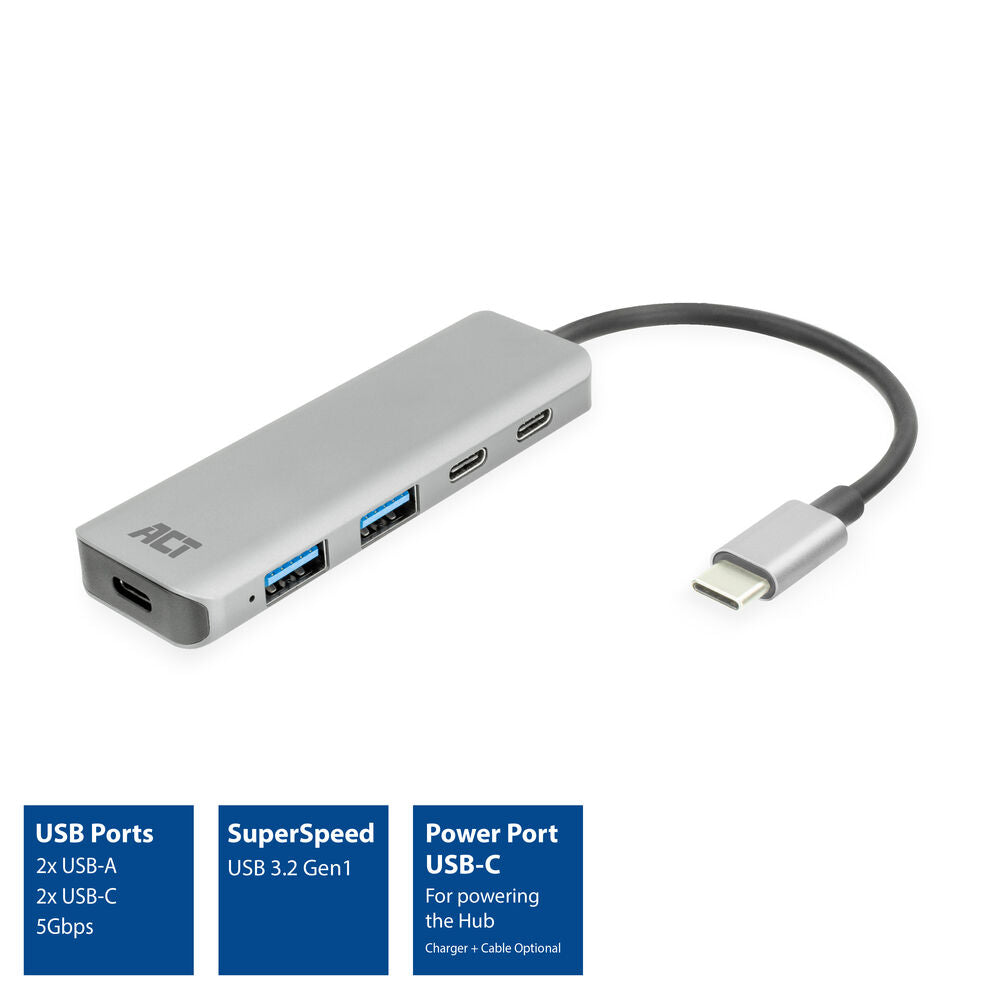 Act AC7072 USB-C hub 3.0, 2x USB-A, 2x USB-C