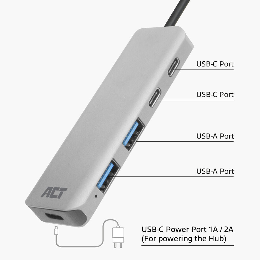 Act AC7072 USB-C hub 3.0, 2x USB-A, 2x USB-C
