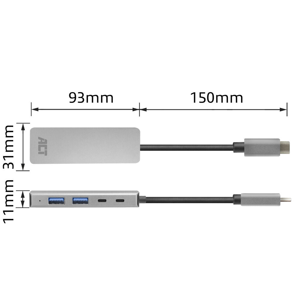 Act AC7072 USB-C hub 3.0, 2x USB-A, 2x USB-C