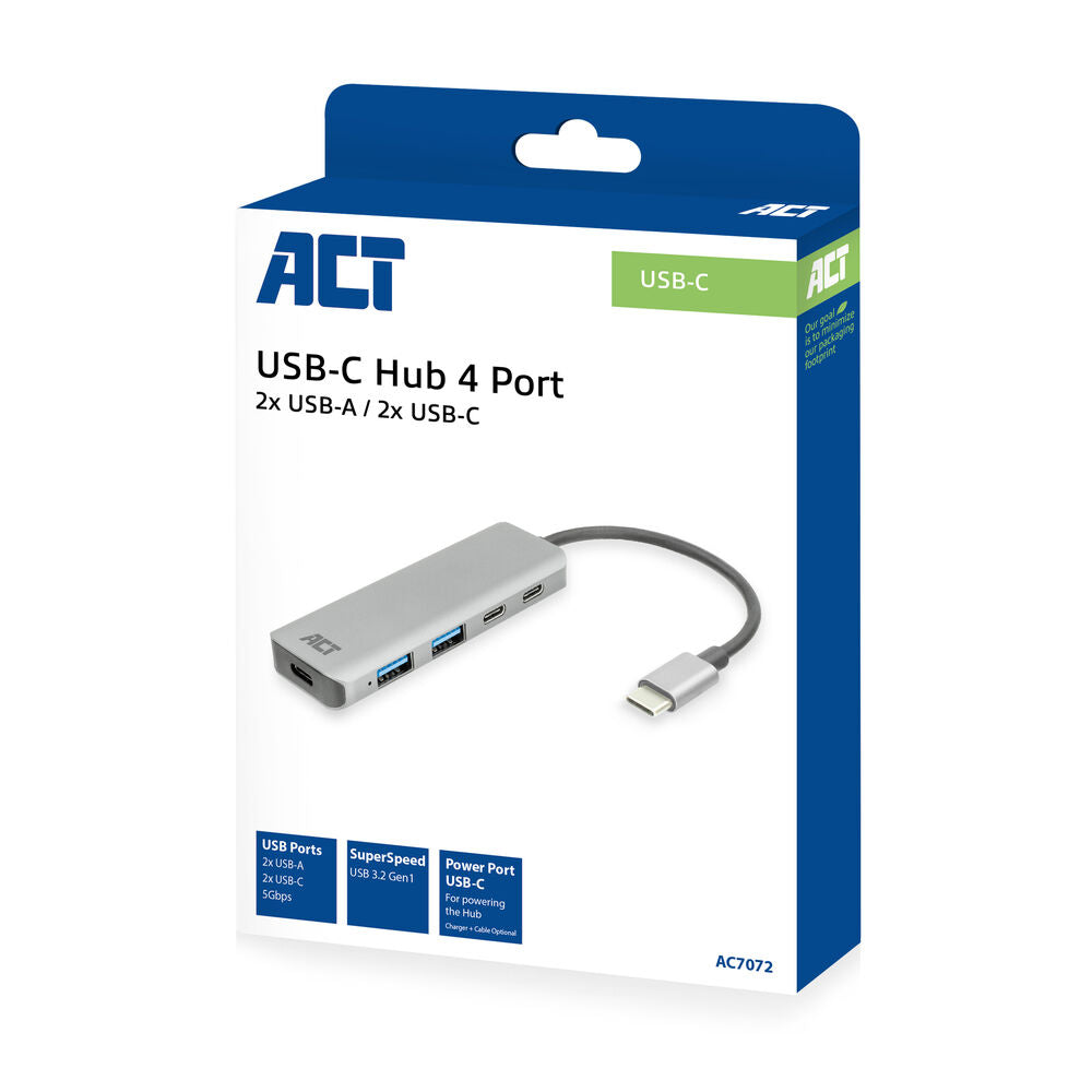 Act AC7072 USB-C hub 3.0, 2x USB-A, 2x USB-C