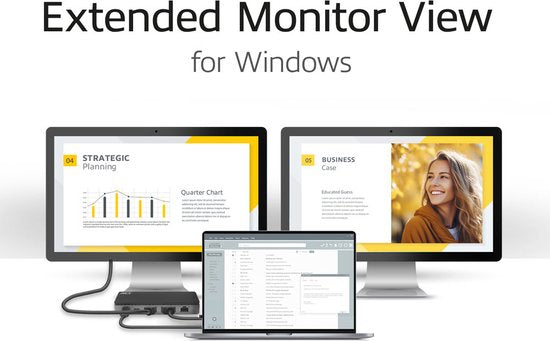 ACT ac7093 USB-C 4K MST dockingstation voor 2 HDMI-monitoren, Ethernet, USB-C, 3x USB-A, PD passthrough en 1 meter lange afneembare USB-C-kabe