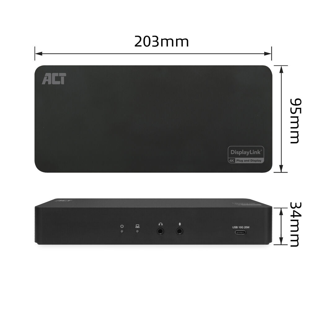 Act AC7160 USB-C Docking Station 4K, for 2 HDMI or DisplayPort monitors, DisplayLink