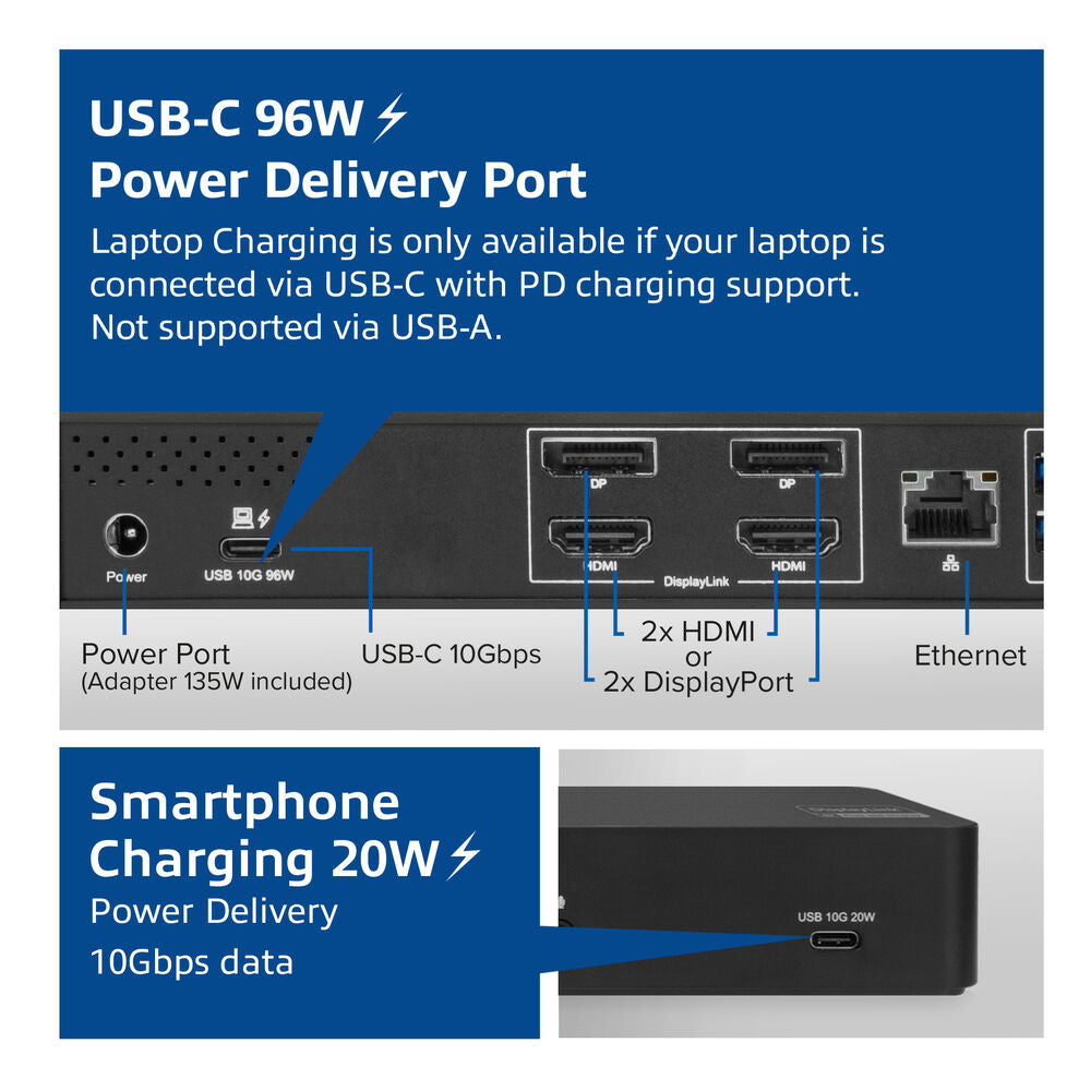 Act AC7160 USB-C Docking Station 4K, for 2 HDMI or DisplayPort monitors, DisplayLink