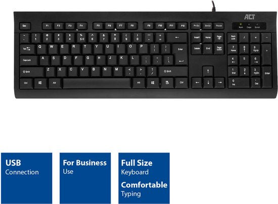 ACT Business Toetsenbord Bedraad USB | QWERTY/US layout | Zwart | AC5410