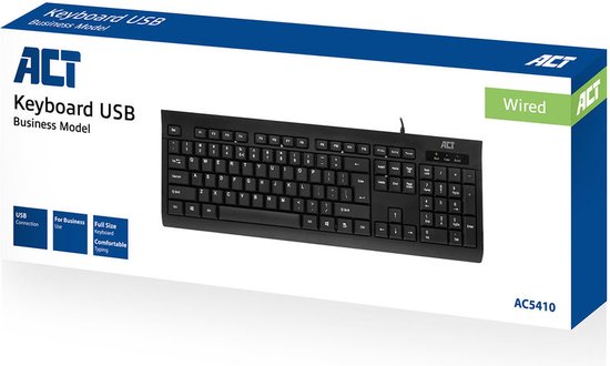 ACT Business Toetsenbord Bedraad USB | QWERTY/US layout | Zwart | AC5410