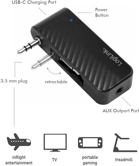 LogiLink BT0061 Bluetooth muziekzender Bluetooth versie: 5.1      7 m