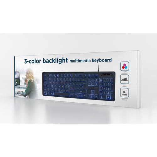 Gembird KB-UML3-02 verlicht toetsenbord Thuis/Werk USB QWERTY Amerikaans Engels Zwart