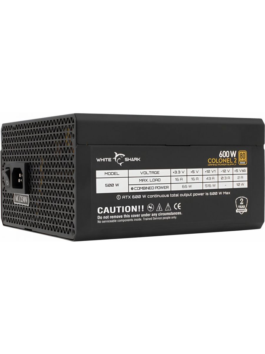 White Shark Colonel 2 , 600 Watt Bronze ATX PSU , Power Supply , Voeding , Modular Voeding (kopie)