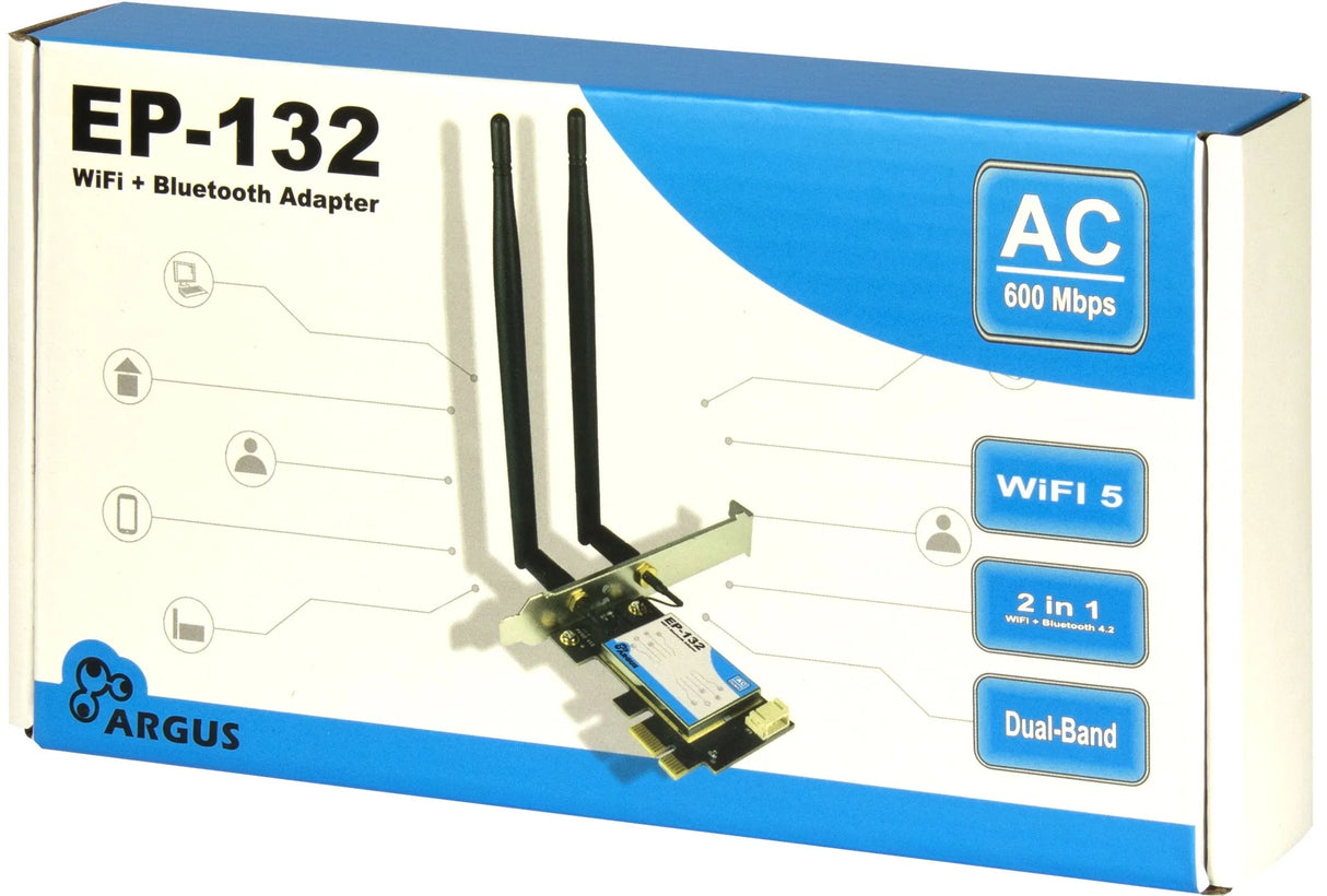 Inter-Tech Wi-Fi 5 PCIe Adapter EP-132 Antenne,Bluetooth 4.2