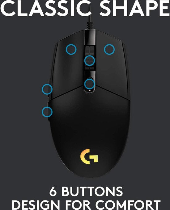 Logitech G G102 LIGHTSYNC - Bedrade Gaming Muis - 8000 DPI - Instelbare RGB - 6 buttons lay-out