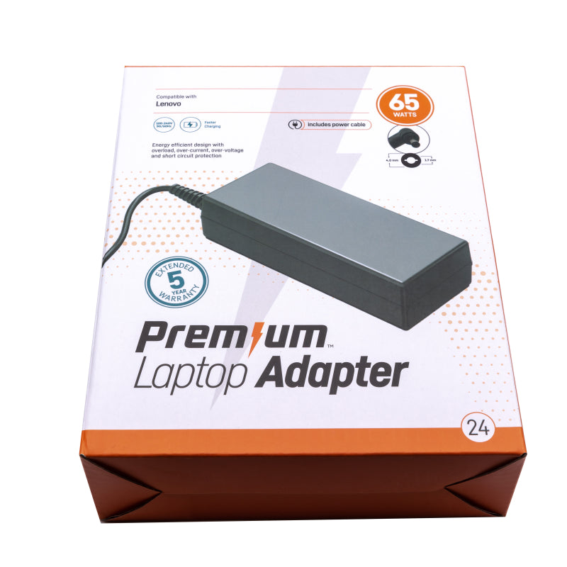Premium Retail adapter voor Lenovo 20 Volt 3,25 Ampere Square Tip