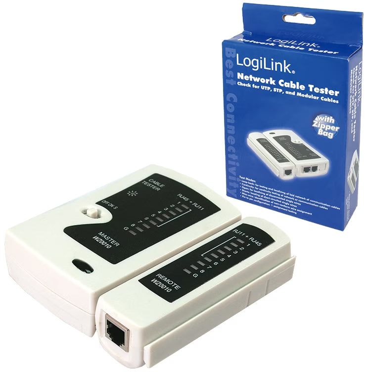 Logilink kabel Tester netwerk f. RJ45/RJ11/RJ12 Kabel