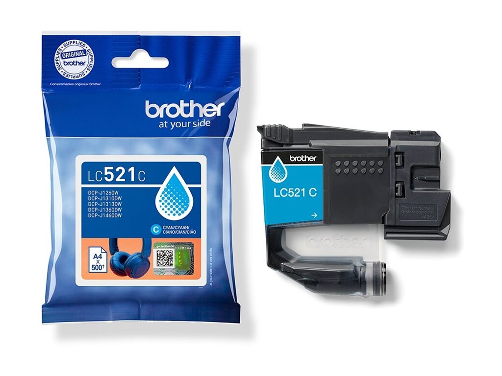 BROTHER LC521C Cyan ink cartridge yield up to 500 pages