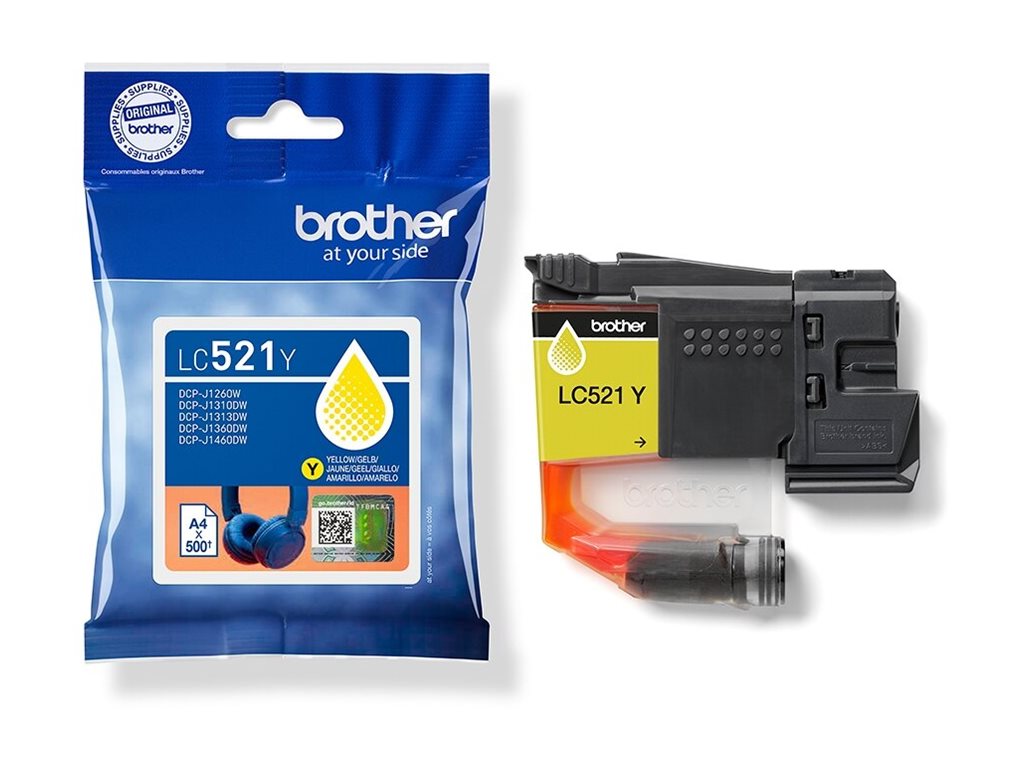 BROTHER LC521Y Yellow ink cartridge yield up to 500 pages