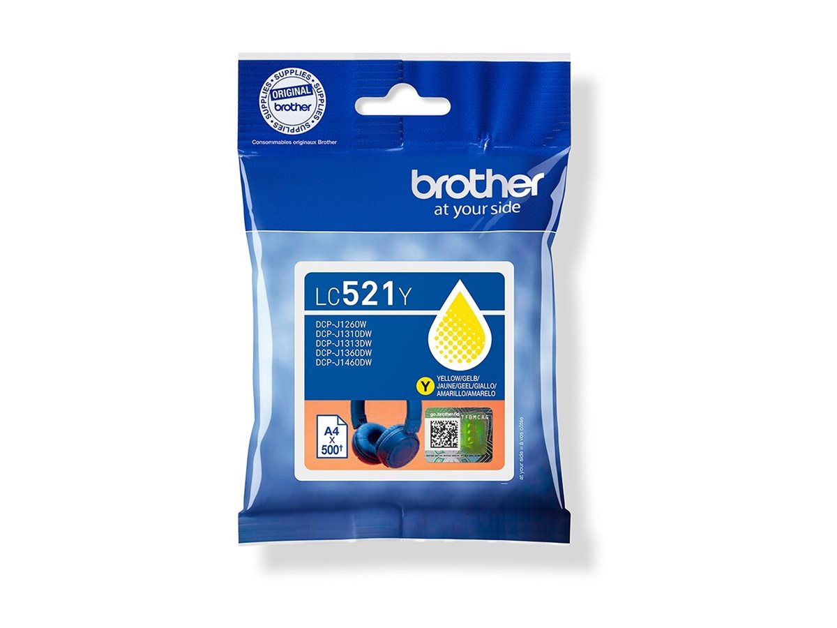 BROTHER LC521Y Yellow ink cartridge yield up to 500 pages