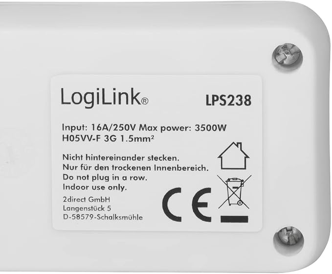 Logilink stekker omlijsting 6-voudig , wit
