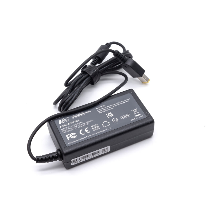 Premium Retail adapter voor Lenovo 20 Volt 3,25 Ampere Square Tip