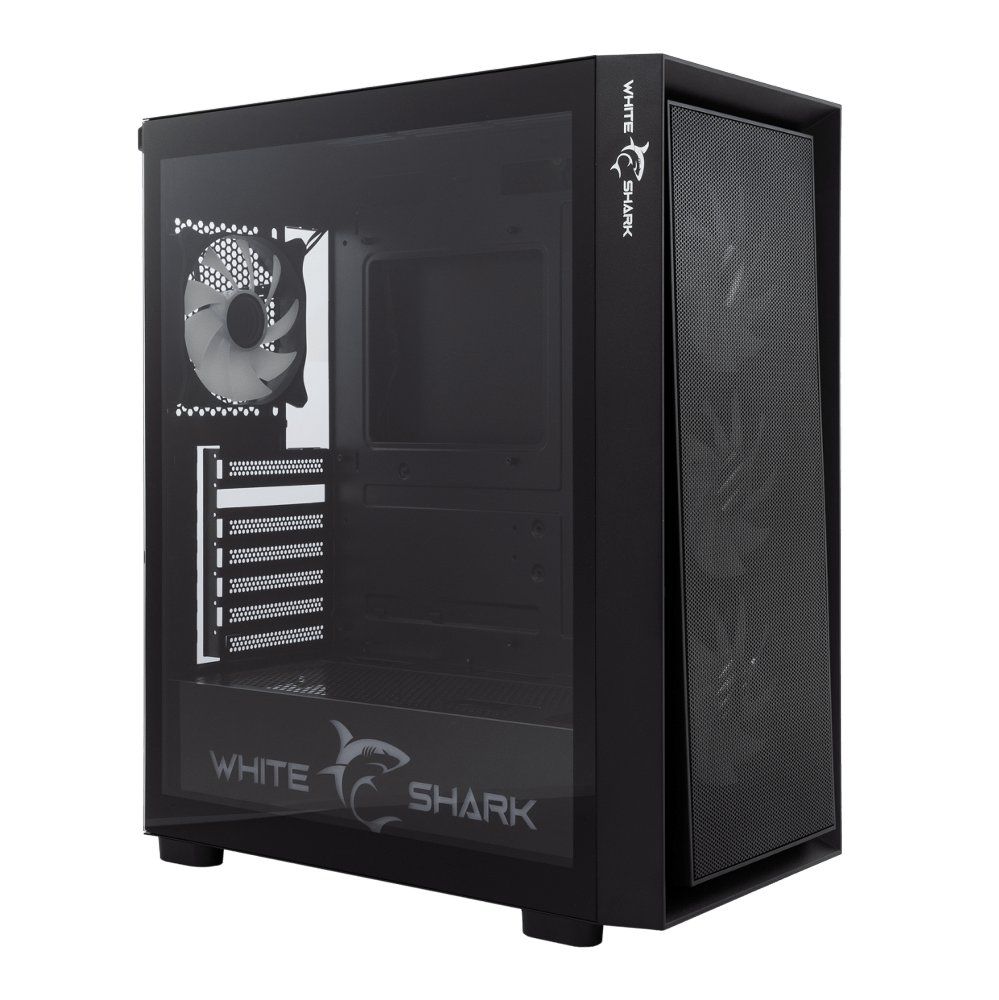 White Shark WARHEAD , Midi Tower Case , Inclusief 4 RGB Fans Zwart