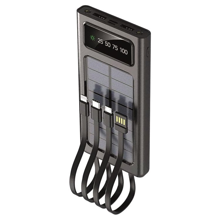 2GO Powerbank Solar 10000mAh met LED zaklantaarn zwart