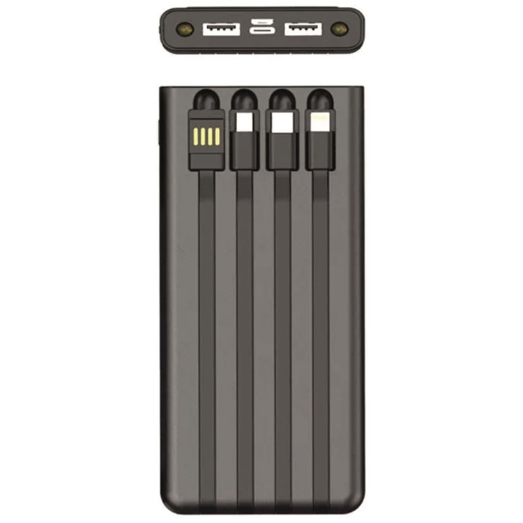 2GO Powerbank Solar 10000mAh met LED zaklantaarn zwart