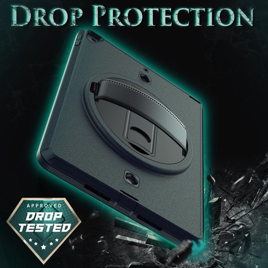 Tablet hoes geschikt voor iPad 10.2 inch 2019 / 2020 / 2021 - Hand Strap Armor - Rugged Case met schouderband - Grijs